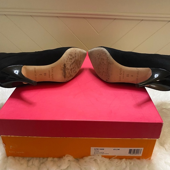 Trini Black Suede Bow | Black Patent Bow Boots - Picture 5 of 9